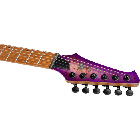 Spira Guitars S-450 TPP  Spalted Maple Top Electric Guitar, Roasted Maple Neck - Trans Purple